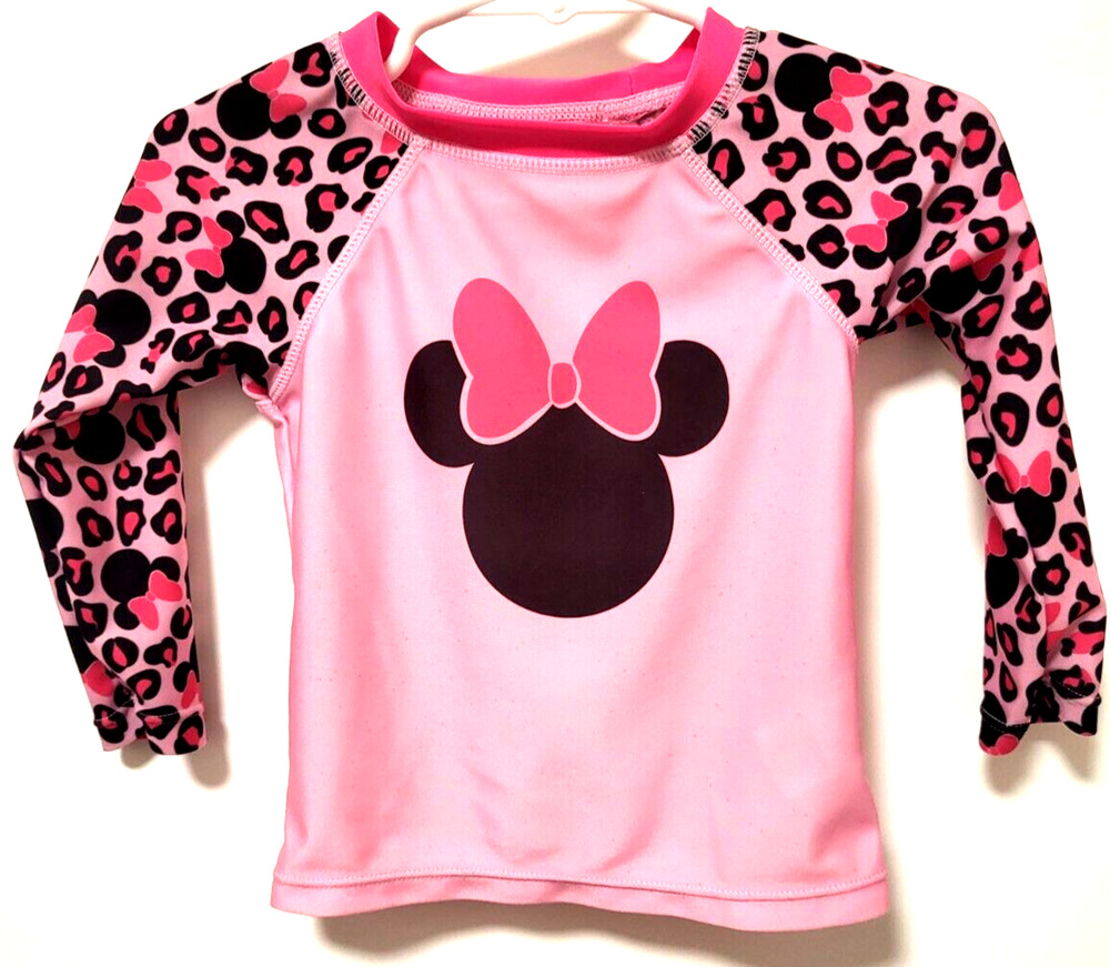 Disney Jr Minnie Mouse Pink Shirt Leopard Print Long Sleeves 12M